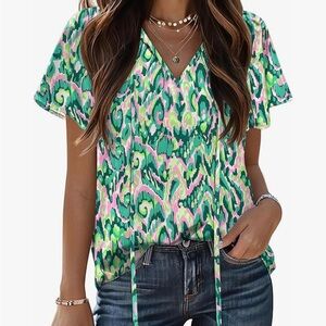 NWT Hotouch | Women’s Pink/Green Blouse sz XXL